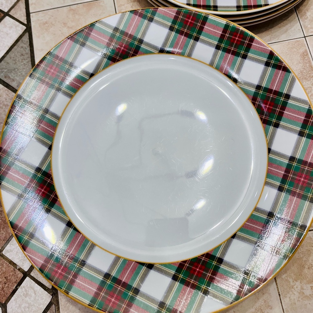 Ralph Lauren Red and Green Tartan Dinnerware Set